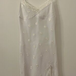 Elegant White Lace-Trimmed Nightgown